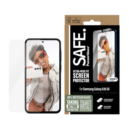 Folie de protectie Ecran PanzerGlass Safe. Ultra-Wide Fit EasyAligner pentru Samsung Galaxy A36 A366, Sticla Securizata, Full Glue