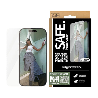 Folie de protectie Ecran PanzerGlass Safe. Ultra-Wide Fit pentru Apple iPhone 16 Pro, Sticla Securizata, Full Glue
