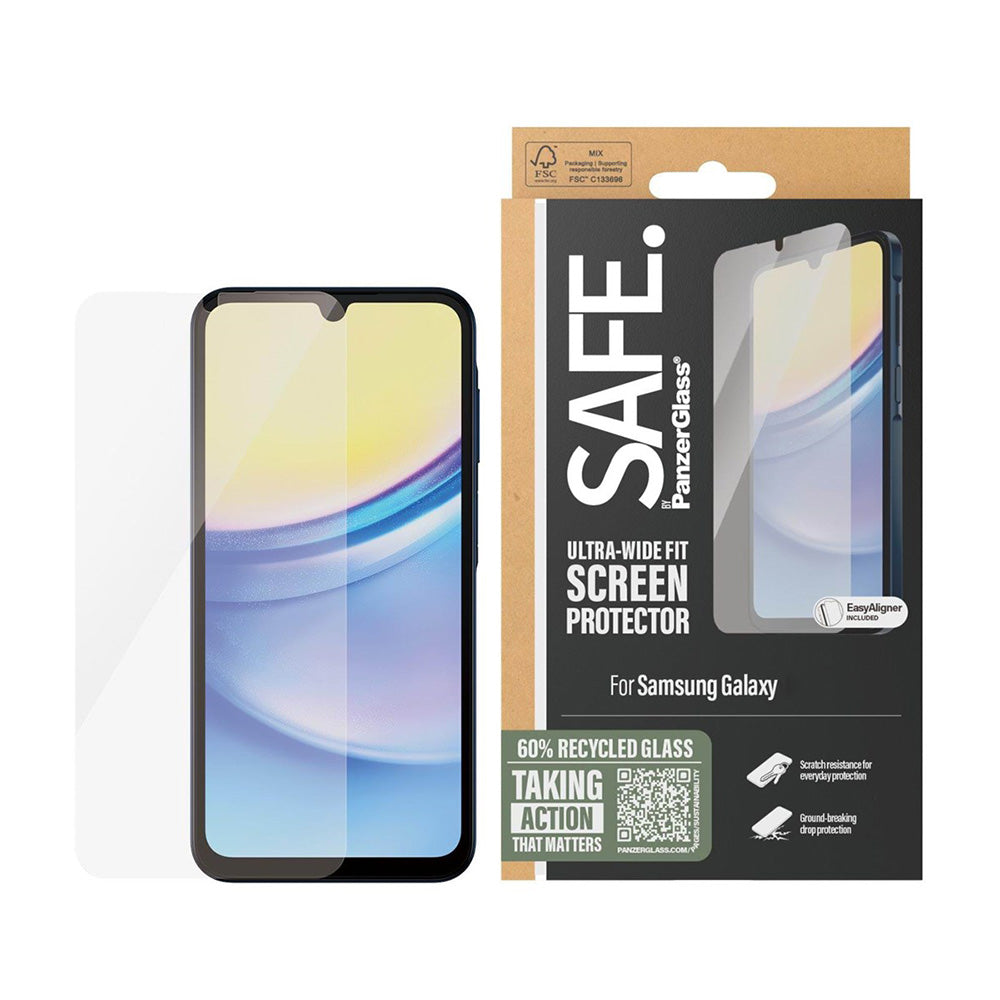 Folie de protectie Ecran PanzerGlass Safe. Ultra-Wide Fit pentru Samsung Galaxy A16 5G A166 / A16 4G A165, Sticla Securizata, Full Glue