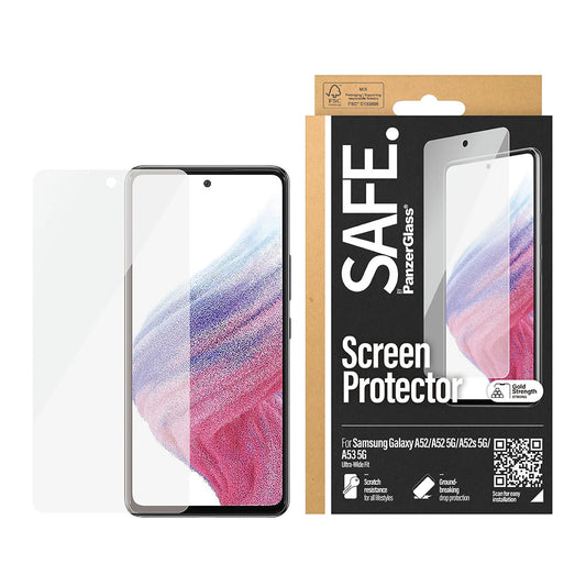 Folie de protectie Ecran PanzerGlass Safe. Ultra-Wide Fit pentru Samsung Galaxy A53 5G A536 / A52s 5G A528 / A52 5G A526, Sticla Securizata, Full Glue