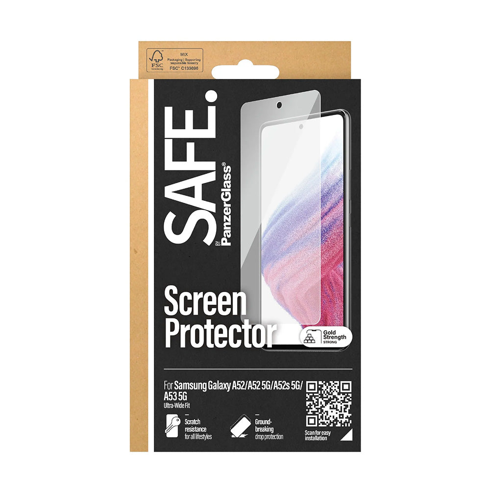 Folie de protectie Ecran PanzerGlass Safe. Ultra-Wide Fit pentru Samsung Galaxy A53 5G A536 / A52s 5G A528 / A52 5G A526, Sticla Securizata, Full Glue