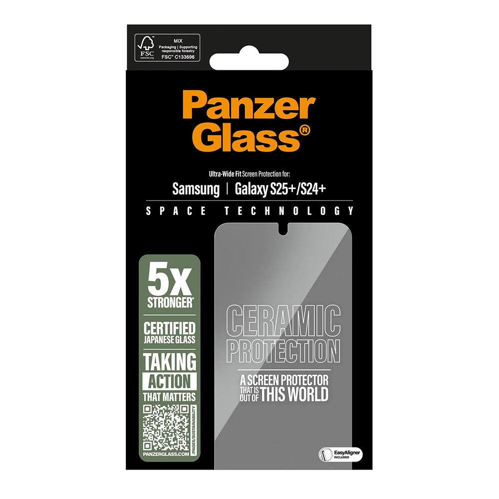 Folie de protectie Ecran PanzerGlass Ultra-Wide Ceramic EasyAligner pentru Samsung Galaxy S25+ S936 / S24+ S926, Sticla Securizata, Full Glue
