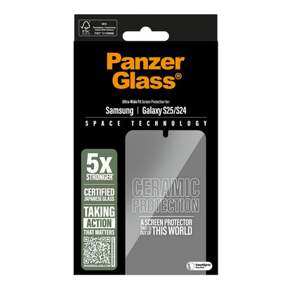 Folie de protectie Ecran PanzerGlass Ultra-Wide Ceramic EasyAligner pentru Samsung Galaxy S25 S931 / S24 S921, Sticla Securizata, Full Glue