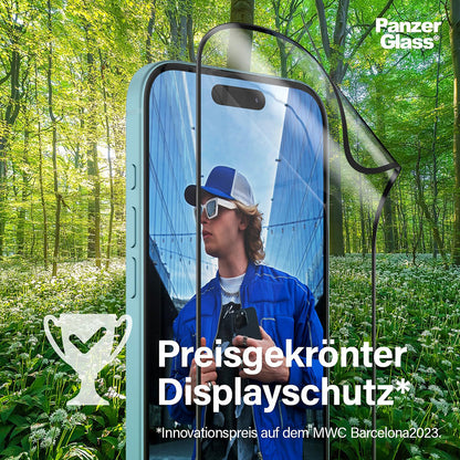 Folie de protectie Ecran PanzerGlass Ultra-Wide Fit EyeCare pentru Apple iPhone 16 Pro Max, Sticla Securizata, Full Glue, Neagra