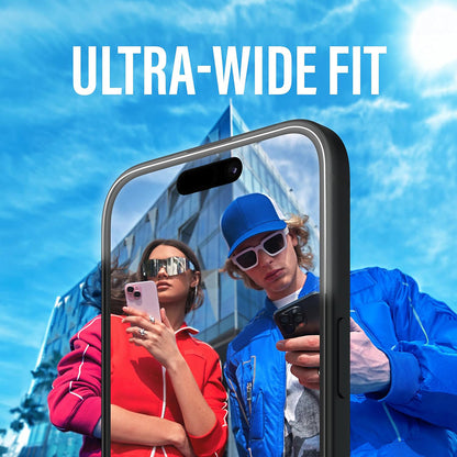 Folie de protectie Ecran PanzerGlass Ultra-Wide Fit pentru Apple iPhone 16 / 15, Sticla Securizata, Full Glue, Neagra
