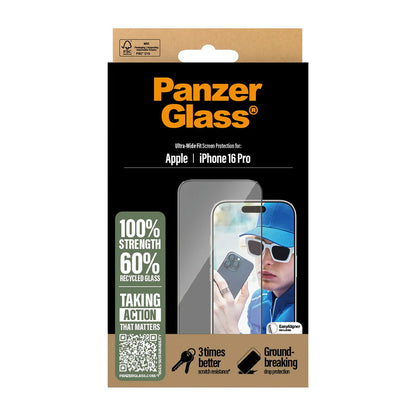 Folie de protectie Ecran PanzerGlass Ultra-Wide Fit pentru Apple iPhone 16 Plus / 15 Plus, Sticla Securizata, Full Glue, Neagra