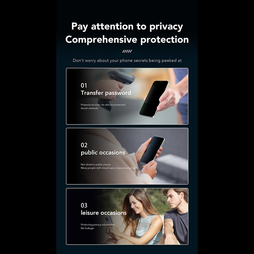 Folie de protectie Ecran Privacy Anank 1X Reinforced 360 pentru Apple iPhone 14 Pro, Sticla Securizata, Full Glue, 2.5D