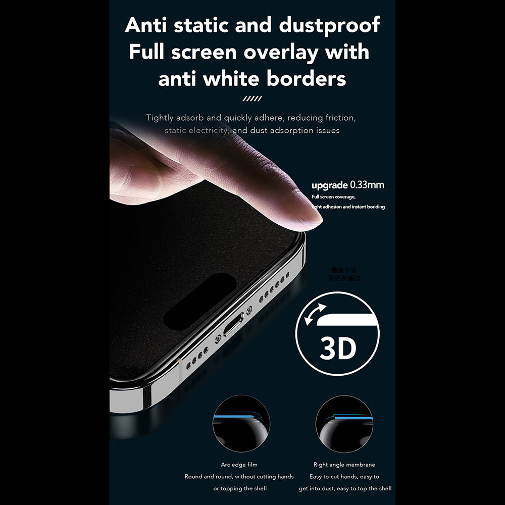 Folie de protectie Ecran Privacy Anank 1X Reinforced 360 pentru Apple iPhone 15 Pro Max, Sticla Securizata, Full Glue, 2.5D