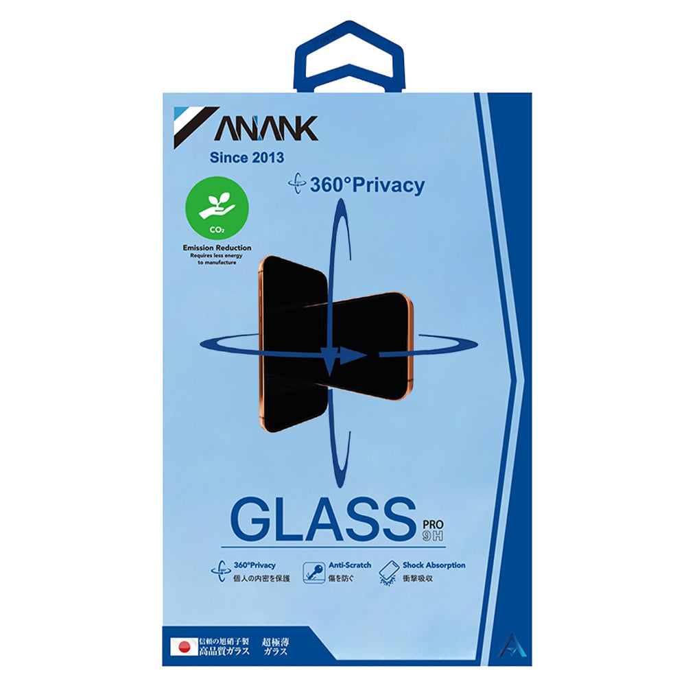 Folie de protectie Ecran Privacy Anank 1X Reinforced 360 pentru Apple iPhone 15 Pro, Sticla Securizata, Full Glue, 2.5D