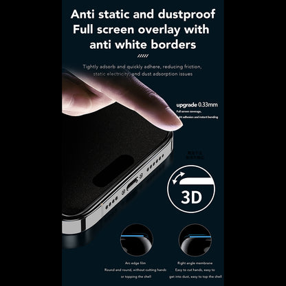 Folie de protectie Ecran Privacy Anank 1X Reinforced 360 pentru Apple iPhone 15, Sticla Securizata, Full Glue, 2.5D
