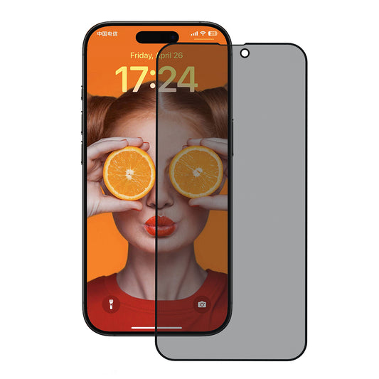 Folie de protectie Ecran Privacy Anank 3X Reinforced pentru Apple iPhone 14 Pro, Sticla Securizata, Full Glue, 2.5D
