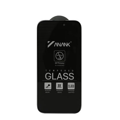Folie de protectie Ecran Privacy Anank 3X Reinforced pentru Apple iPhone 15 Pro Max, Sticla Securizata, Full Glue, 2.5D