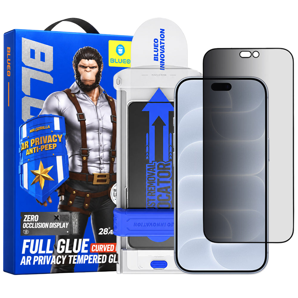 Folie de protectie Ecran Privacy Blueo Anti Peep AR Applicator Pro pentru Apple iPhone 18 Pro, Sticla Securizata, Full Glue, 3D