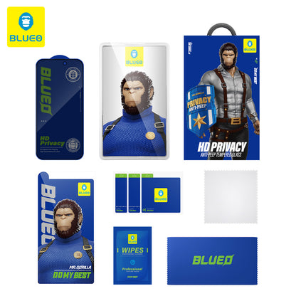 Folie de protectie Ecran Privacy Blueo Anti-Peep pentru Apple iPhone 11 / XR, Sticla Securizata, Full Glue