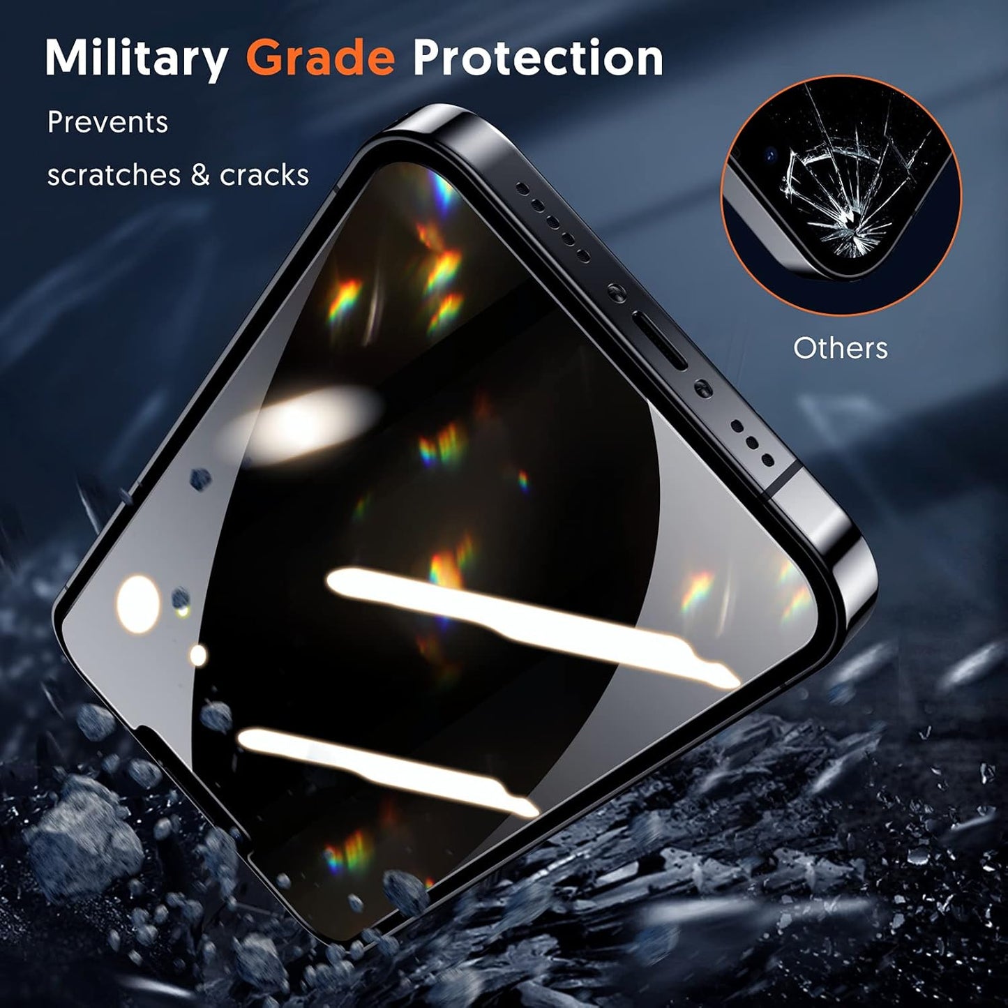 Folie de protectie Ecran Privacy Blueo Anti-Peep pentru Apple iPhone 12 Pro Max, Sticla Securizata, Full Glue