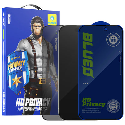 Folie de protectie Ecran Privacy Blueo Anti-Peep pentru Apple iPhone 15 Pro Max, Sticla Securizata, Full Glue