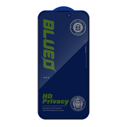Folie de protectie Ecran Privacy Blueo Anti-Peep pentru Apple iPhone 15 Pro Max, Sticla Securizata, Full Glue