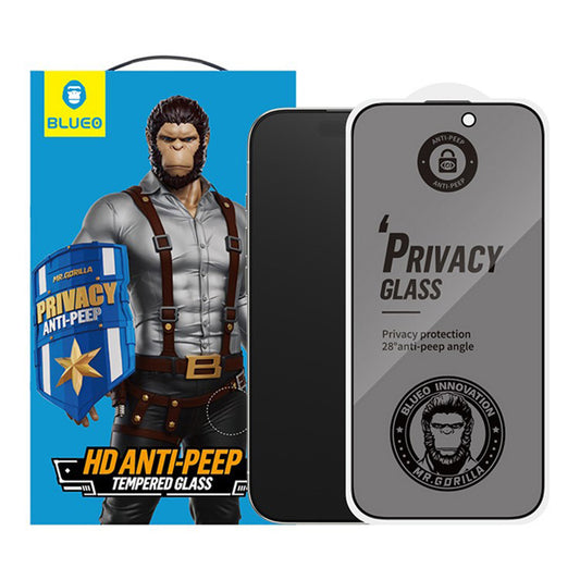 Folie de protectie Ecran Privacy Blueo Anti-Peep pentru Apple iPhone 17 Air, Sticla Securizata, Full Glue, Set 5 bucati