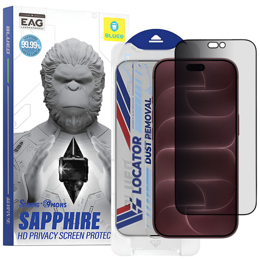 Folie de protectie Ecran Privacy Blueo Premium Sapphire Applicator pentru Apple iPhone 18 Pro Max, Sticla Securizata, Full Glue