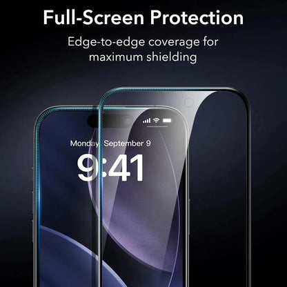 Folie de protectie Ecran Privacy ESR Armorite UltraFit pentru Apple iPhone 17 Pro, Sticla Securizata, Full Glue, Set 3 bucati