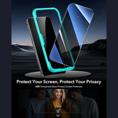 Folie de protectie Ecran Privacy ESR pentru Apple iPhone 17 Pro Max, Sticla Securizata, Full Glue, Set 3 bucati