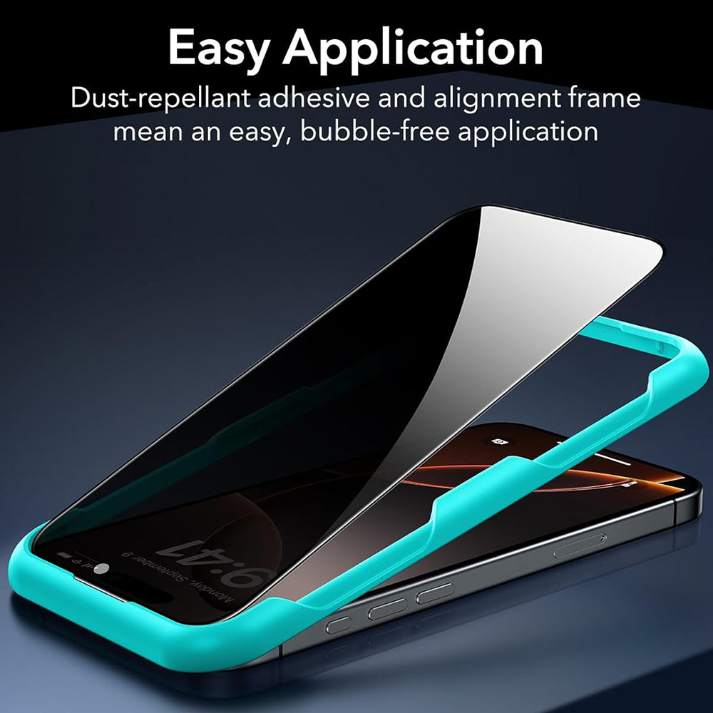 Folie de protectie Ecran Privacy ESR pentru Apple iPhone 17 Pro, Sticla Securizata, Full Glue, Set 3 bucati