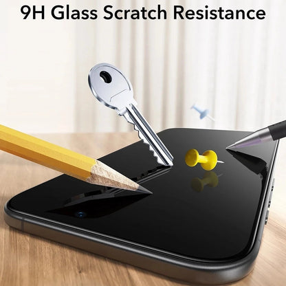 Folie de protectie Ecran Privacy ESR UltraFit pentru Apple iPhone 17 / 16 Pro, Sticla Securizata, Full Glue, Set 3 bucati