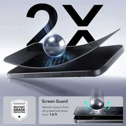 Folie de protectie Ecran Privacy ESR UltraFit pentru Apple iPhone 17 Air, Sticla Securizata, Full Glue, Set 3 bucati