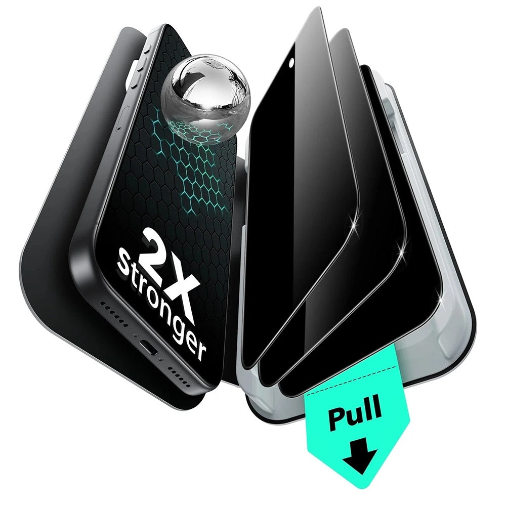 Folie de protectie Ecran Privacy ESR UltraFit pentru Apple iPhone 17 Pro, Sticla Securizata, Full Glue, Set 3 bucati