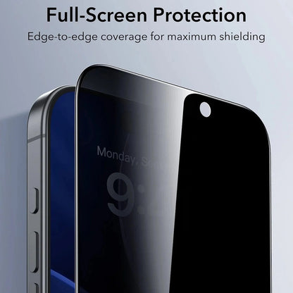 Folie de protectie Ecran Privacy ESR UltraFit pentru Apple iPhone 17 Pro, Sticla Securizata, Full Glue, Set 3 bucati