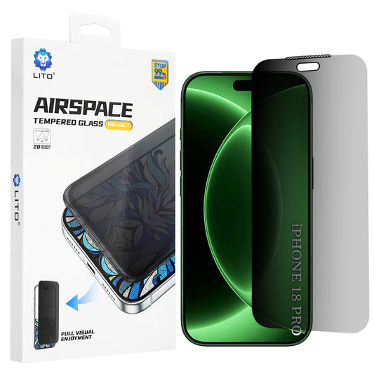 Folie de protectie Ecran Privacy Lito Airspace Border pentru Apple iPhone 18 Pro / 17 Pro, Sticla Securizata, Full Glue