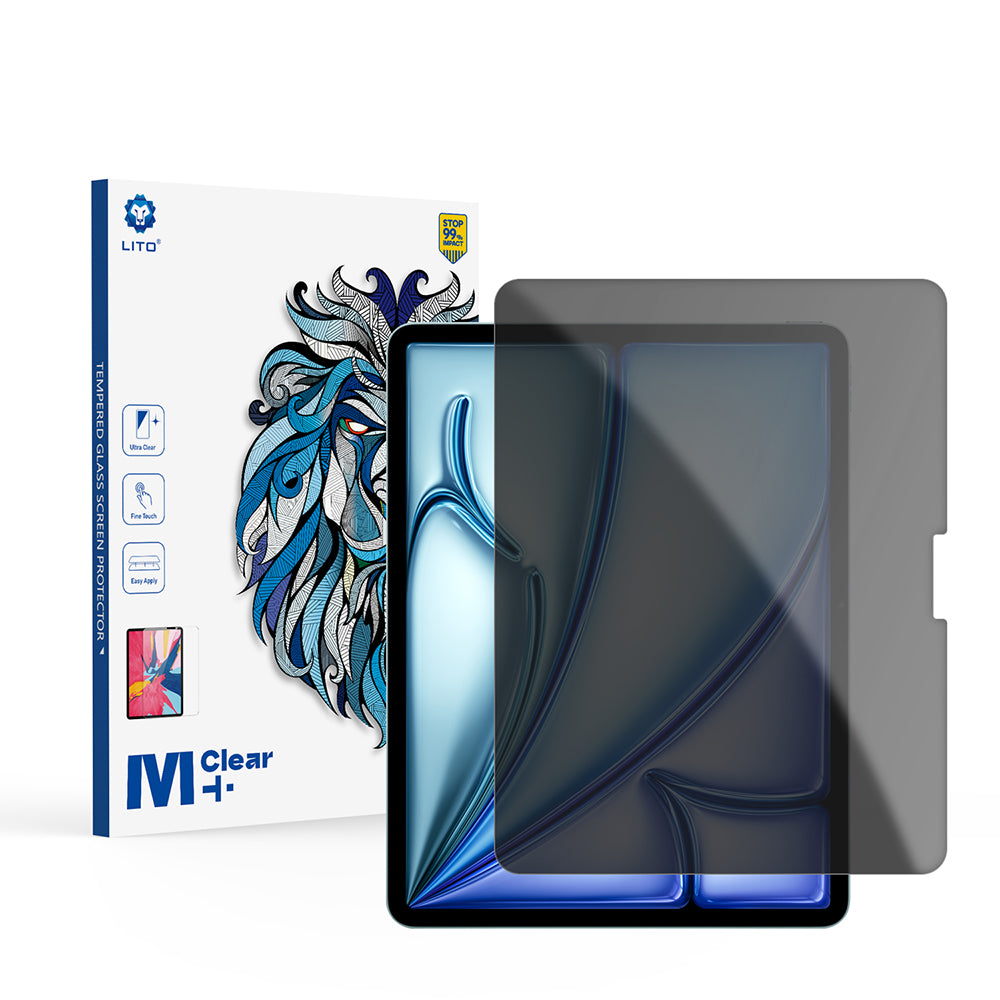 Folie de protectie Ecran Privacy Lito Classic pentru Apple iPad Air 13 (2026) / Air 13 (2024), Sticla Securizata, Full Glue, 2.5D