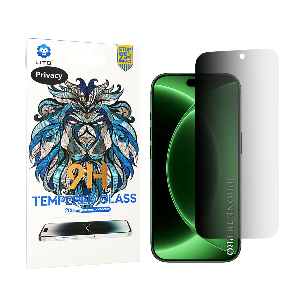 Folie de protectie Ecran Privacy Lito Classic pentru Apple iPhone 18 Pro, Sticla Securizata, Full Glue, 2.5D