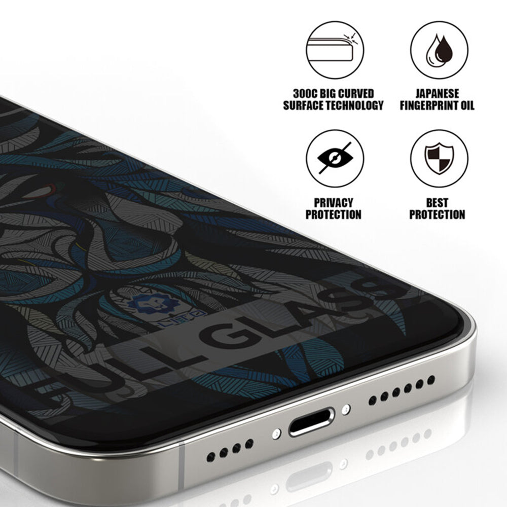Folie de protectie Ecran Privacy Lito D+ Max 300C pentru Apple iPhone 17 Pro, Sticla Securizata, Full Glue