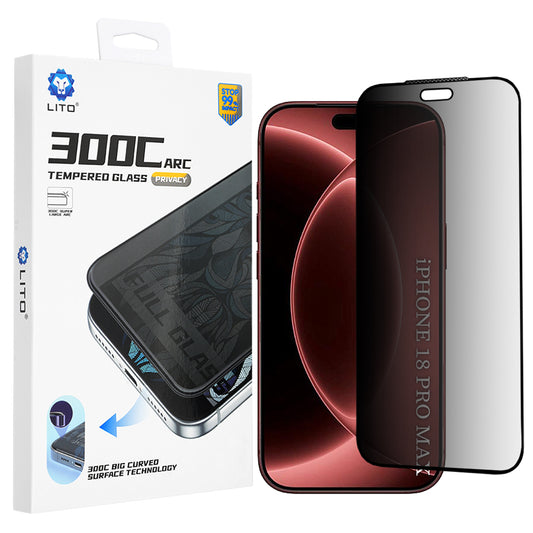 Folie de protectie Ecran Privacy Lito D+ Max 300C pentru Apple iPhone 18 Pro Max, Sticla Securizata, Full Glue