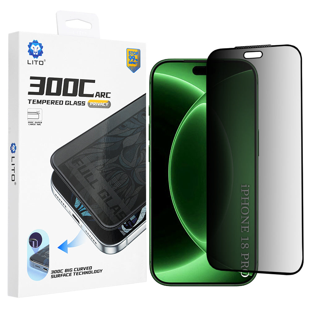 Folie de protectie Ecran Privacy Lito D+ Max 300C pentru Apple iPhone 18 Pro, Sticla Securizata, Full Glue