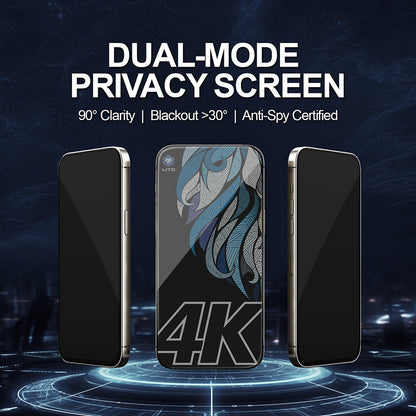 Folie de protectie Ecran Privacy Lito D+ Max 4K pentru Apple iPhone 17 / 16 Pro, Sticla Securizata, Full Glue