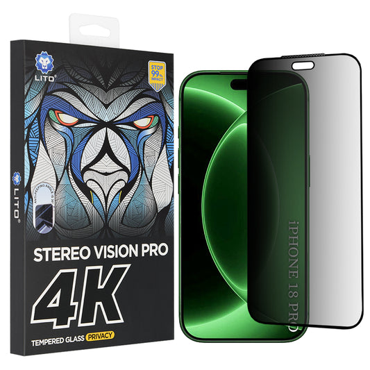 Folie de protectie Ecran Privacy Lito D+ Max 4K pentru Apple iPhone 18 Pro, Sticla Securizata, Full Glue