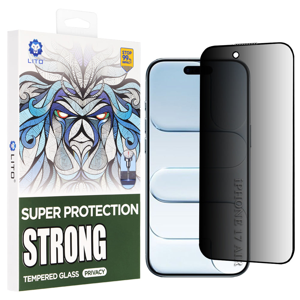 Folie de protectie Ecran Privacy Lito D+ Max Strong pentru Apple iPhone 17 Air, Sticla Securizata, Full Glue