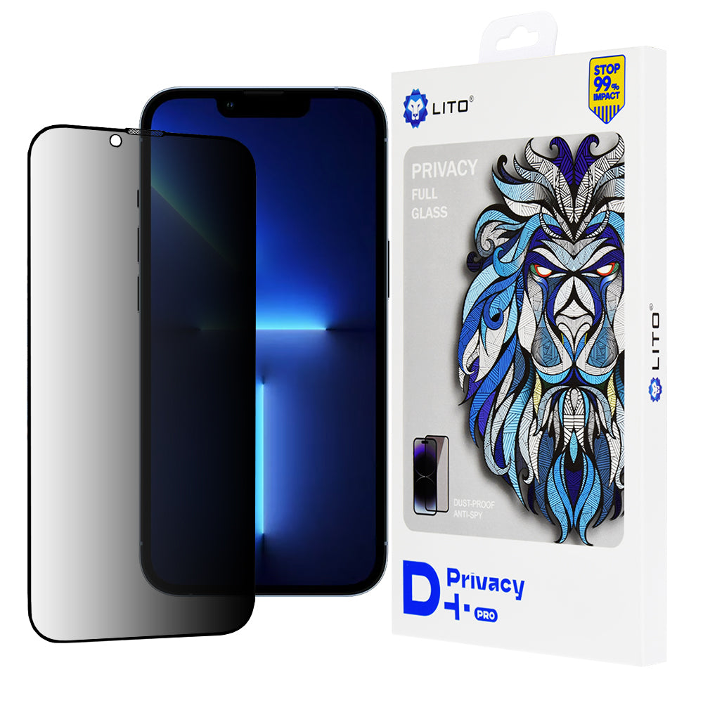 Folie de protectie Ecran Privacy Lito D+ Pro pentru Apple iPhone 14 Plus / 13 Pro Max, Sticla Securizata, Full Glue