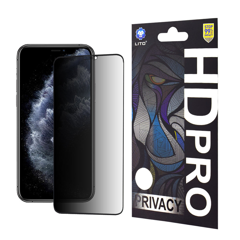 Folie de protectie Ecran Privacy Lito HD Pro pentru Apple iPhone 11 Pro Max / XS Max, Sticla Securizata, Full Glue