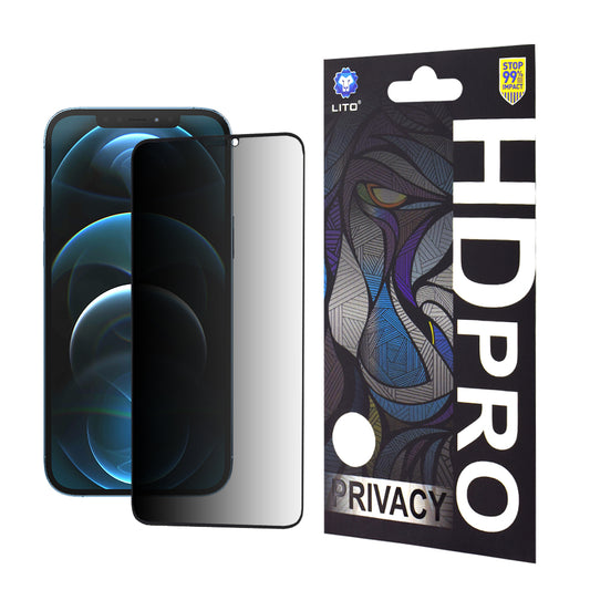 Folie de protectie Ecran Privacy Lito HD Pro pentru Apple iPhone 12 Pro Max, Sticla Securizata, Full Glue