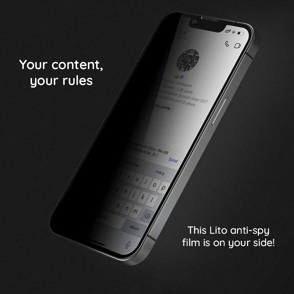Folie de protectie Ecran Privacy Lito HD Pro pentru Apple iPhone 15 Plus, Sticla Securizata, Full Glue