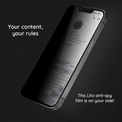 Folie de protectie Ecran Privacy Lito HD Pro pentru Apple iPhone 15 Plus, Sticla Securizata, Full Glue