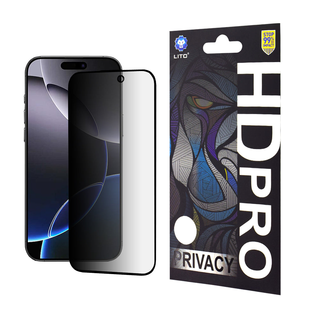 Folie de protectie Ecran Privacy Lito HD Pro pentru Apple iPhone 16 Pro Max, Sticla Securizata, Full Glue