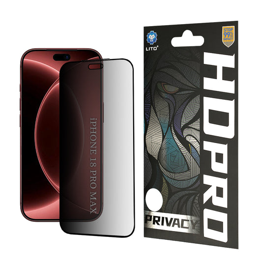 Folie de protectie Ecran Privacy Lito HD Pro pentru Apple iPhone 18 Pro Max, Sticla Securizata, Full Glue