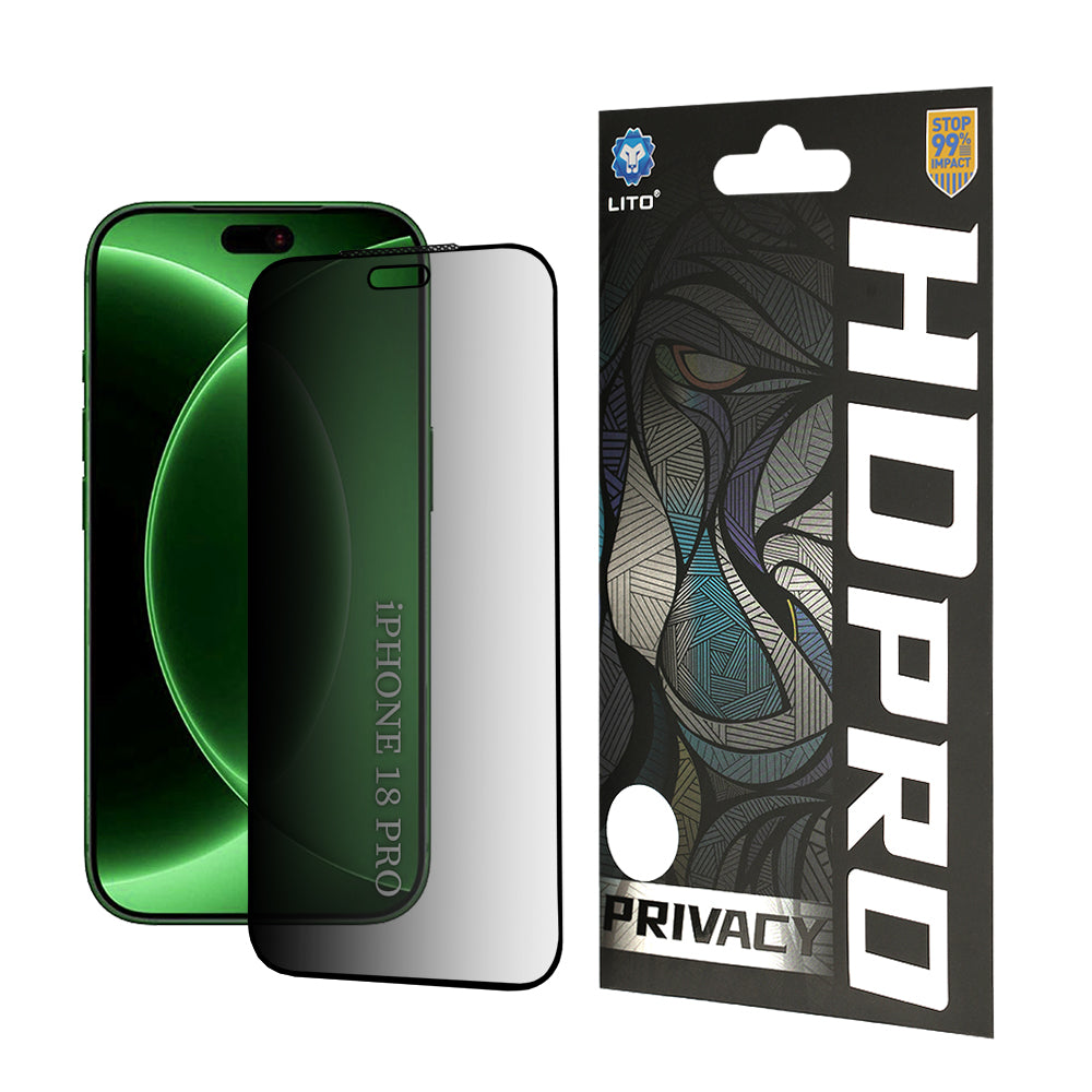 Folie de protectie Ecran Privacy Lito HD Pro pentru Apple iPhone 18 Pro, Sticla Securizata, Full Glue