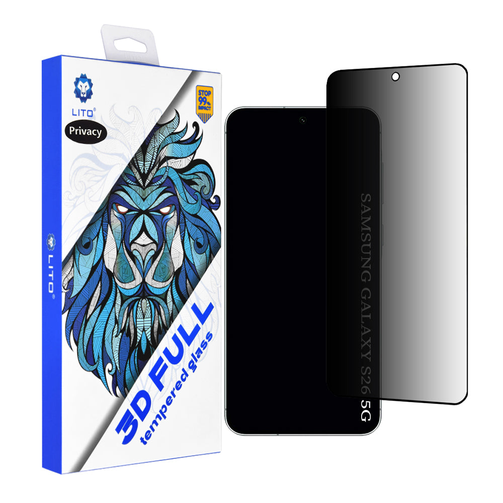 Folie de protectie Ecran Privacy Lito pentru Samsung Galaxy S26, Sticla Securizata, Full Glue, 3D