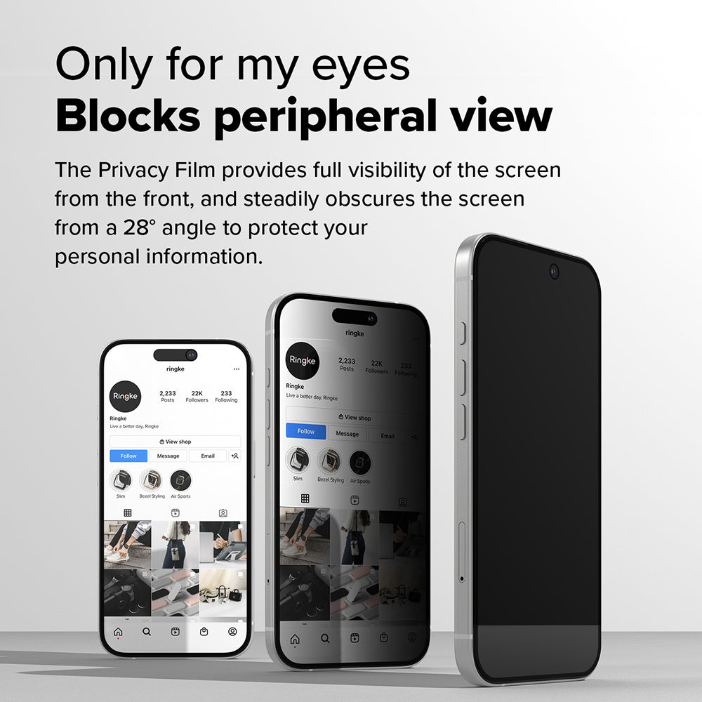 Folie de protectie Ecran Privacy Ringke Easy Slide pentru Apple iPhone 16 Plus / 15 Plus, Sticla Securizata, Full Glue, Set 2 bucati