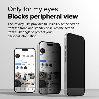 Folie de protectie Ecran Privacy Ringke Easy Slide pentru Apple iPhone 16 Plus / 15 Plus, Sticla Securizata, Full Glue, Set 2 bucati